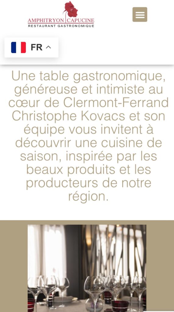 Site de Amphitryon Capucine affiché sur mobile