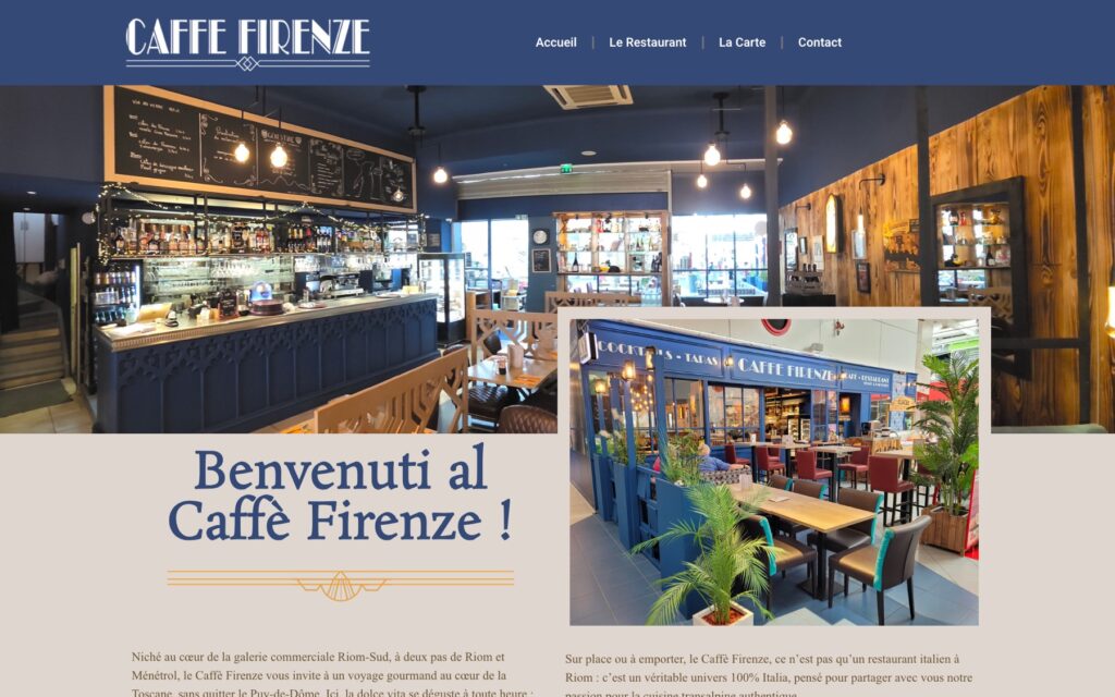 Page d'accueil du site de Caffé Firenze réalisé par Publipost