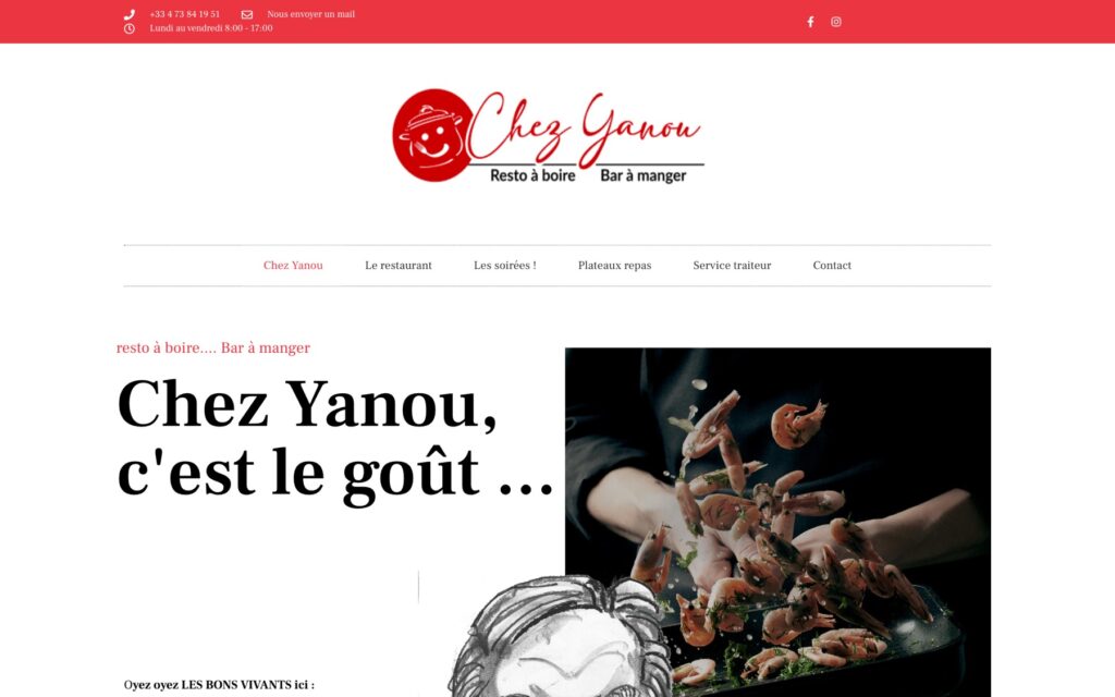 Page d'accueil du site de Chez Yanou réalisé par Publipost