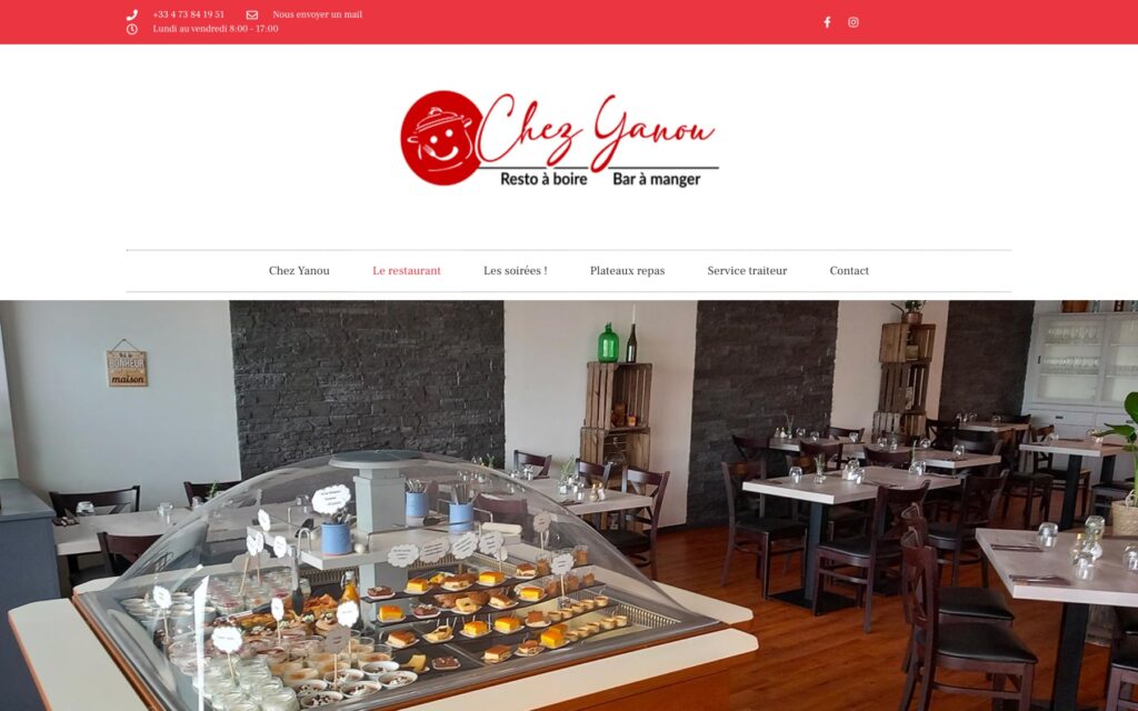 Page « Le restaurant » du site de Chez Yanou réalisé par Publipost