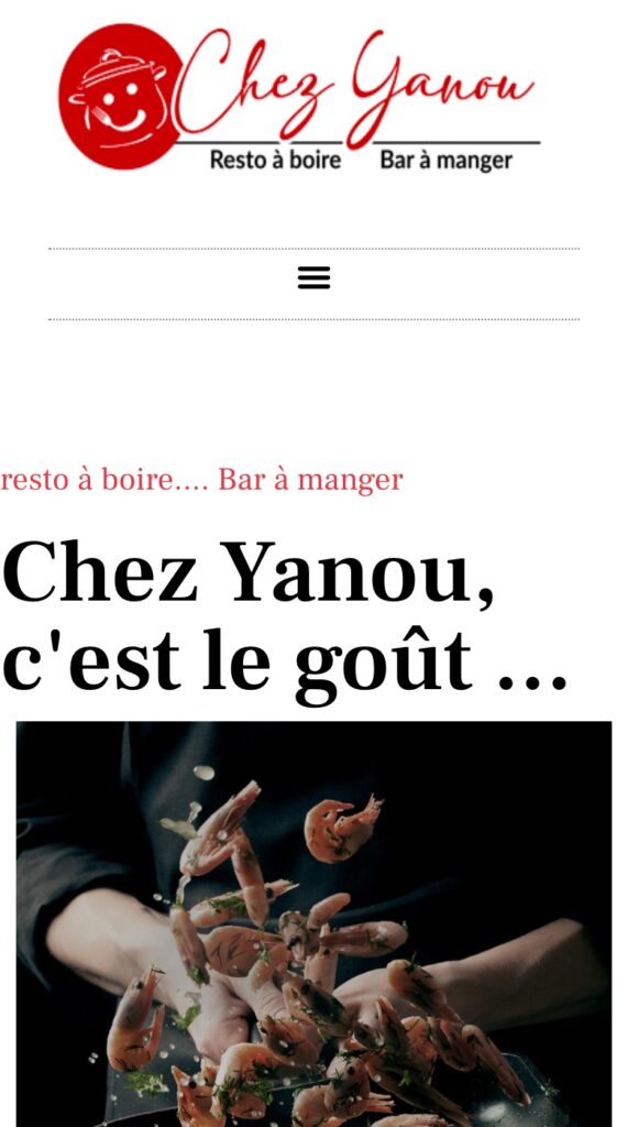 Site de Chez Yanou affiché sur mobile