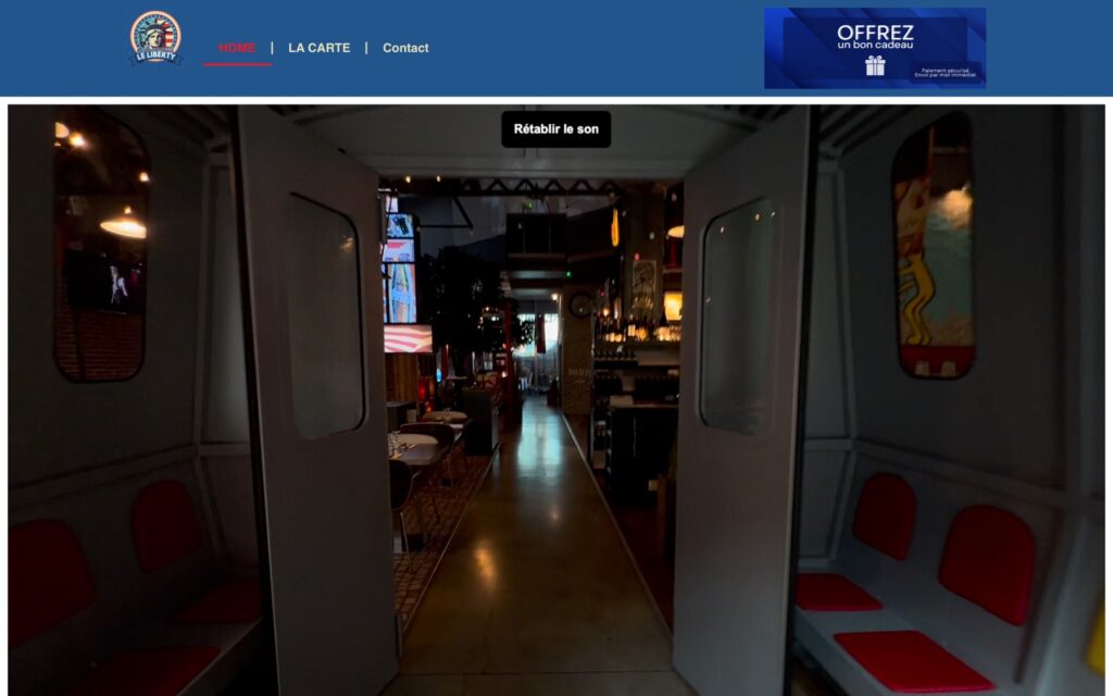 Page d'accueil du site de Grill Le Liberty réalisé par Publipost