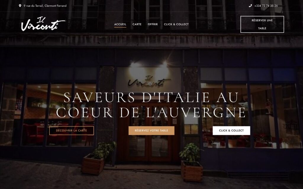 Page d'accueil du site de Il Visconti réalisé par Publipost