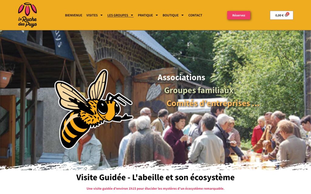 Page « Les groupes » du site de La Ruche des Puys réalisé par Publipost