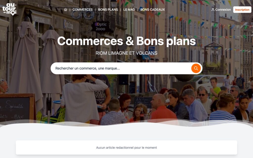 Page d'accueil du portail Autour de Moi : recherche de commerces à Riom Limagne et Volcans